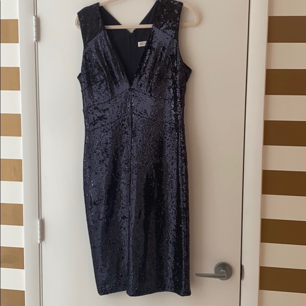 Sequined evening dress navy